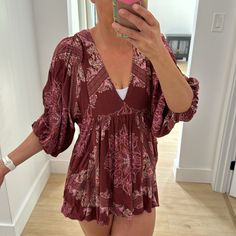 Nwt Free People Size Xsmall No Flaws Questions? Leave A Comment Below! Flowy Mini Dress With Paisley Print, Flowy Paisley Print Mini Dress, Mini Dress With Sleeves, Free People Dresses, Free People Dress, Color Purple, Paisley, Free People, Mini Dress