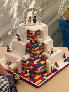 a cake made out of legos on a table