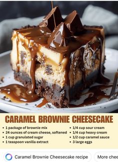 Caramel Brownie Cheesecake, Brownie Cheesecake Recipe, Easy Fall Dinner Ideas, Easy Fall Dinner, Fall Dinner Ideas, Brownie Cheesecake, Easy Caramel, Caramel Brownies