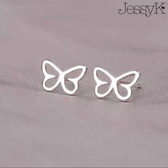 Sterling silver butterfly stud earrings Beautiful Stud Earrings, Mini Studs, Butterfly Earrings Stud, Geometric Star, Silver Pin, Girly Jewelry, Small Earrings, Ear Studs, Cute Earrings