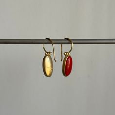 Elongated Oval Coral Earrings – Meeka Fine Jewelry 14k Gold Oblong Earrings For Gift, 14k Gold Oblong Earrings As Gift, Oval Brass Earrings For Formal Occasions, Formal Oval Brass Earrings, Yellow Gold Oblong Earrings For Gift, Oblong Yellow Gold Earrings For Gift, Oval Brass Earrings, Oval Yellow Gold Brass Earrings, Red Oval Brass Jewelry