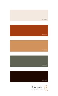 the color palette for desert sunset is shown in shades of brown, orange and green