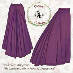 a purple skirt with pleating on the bottom and side, in front of a floral background