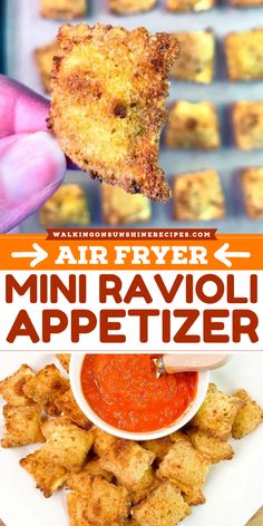 With an air fryer, you don't need oil for this easy game day recipe! This football party food idea has mini ravioli dipped in beaten eggs and coated with seasoned breadcrumbs and parmesan cheese. Serve this simple crowd-pleasing appetizer recipe with marinara sauce! Ravioli Appetizer, Mini Ravioli, Superbowl Party Food Easy, Football Party Snacks, Super Bowl Food Easy, Game Day Recipes, Football Party Foods, New Years Eve Food, Crowd Pleasing Appetizers