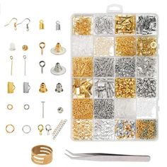 What You Will Get: The Jewelry Making Kit Comes With Different Kinds Of Jewelry Making Tools: Ribbon Clamp Grips With Loops, Iron Ribbon Ends, Various Kinds Of Earring Backs, Open Jump Rings, Earring Hooks, Lobster Clasps, Eye Pins, Screw Eye Pins, Extender Chains, Crimp Beads, Totally 2536 Pcs, Which Is Enough For You To Meet Various Of Your Jewelry Making Needs. Premium Quality & Convenience: These Accessories Are Made Of High-Quality Metal, Which Is Durable And Sturdy, Not Easy To Rust, Perfe Making Jewelry For Beginners, Earring Making Supplies, Jewelry Making Kits, Earrings Making, Makijaż Smokey Eye, Jewelry Making Kit, Earring Making, Jewelry Kits, Jewelry Making Tools