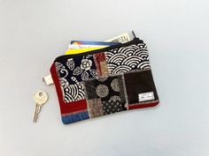 a wallet with several different patterns and keys