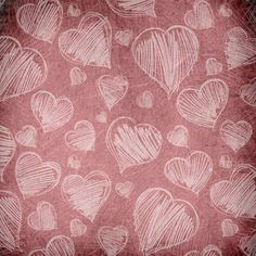 a bunch of hearts drawn on the side of a red background with white lines in it