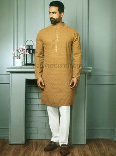 Beige/Golden Kurta pyjama enhance your occasion .Diwali Wear kurta pajama for men ,diwali dress for men,kurta pyjama for diwali,mens kurta ,wedding kurta pyjama,groomsmen wear kurta men,kurta pajama for wedding Kurta Pajama Men Diwali, Long Sleeve Designer Kurta For Diwali, Designer Long Sleeve Kurta For Diwali, Designer Long Sleeve Kurta For Navratri, Long-sleeve Sherwani With Dabka Work For Navratri, Long Sleeve Sherwani With Dabka Work For Navratri, Designer Naqshi Kurta For Navratri, Navratri Long Sleeve Dabka Work Sherwani, Fitted Kurta With Dabka For Puja