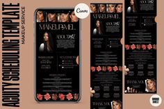 the front and back side of an iphone case with images of women in black on it