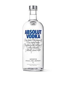 absolut vodka bottle on white background