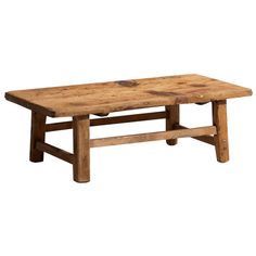 an old wooden table with two legs and a small square top, on a white background