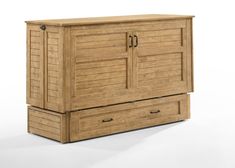 a large wooden cabinet with two drawers