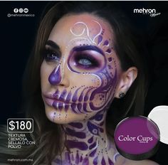 Halloween Makeup Purple, Purple Face Paint, Paint Makeup, Makeup Purple, Mehron Makeup, White Makeup, Cream Makeup, Creative Makeup, Body Painting