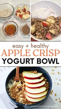 an apple crisp yogurt bowl with apples and granola