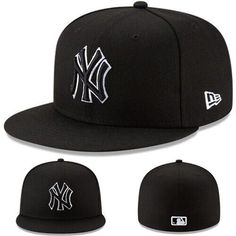 Yankees Fitted Hat, Yankee Fitted, Custom Fitted Hats, Swag Hats, Streetwear Hats, Topi Snapback, Dope Hats, Hat Aesthetic, Line Logo