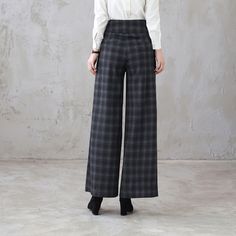 Tailored Full Length Wide Leg Fall Pants, Full Length Wool Bottoms For Fall, Tailored Wool High Waist Wide Leg Pants, Winter Business Casual Full-length Pants, High-waisted Wool Pants For Fall, Tailored High Waist Wool Wide Leg Pants, Tailored Wool Wide Leg Pants With High Waist, Fall High-waisted Wool Pants, Casual Wool High-waisted Pants