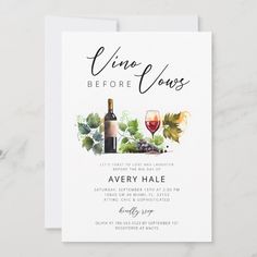 a wine tasting party card with watercolor painting