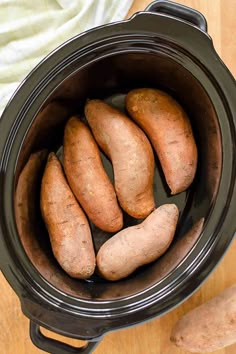 easy slow cooker sweet potato recipe in the crock pot with text overlay