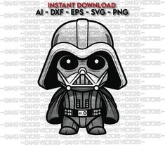 the star wars character is shown in black and white, with text that reads instant printable