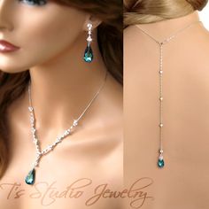 Back Drop Lariat Bridal Necklace & Earrings Set Low Back Wedding Dress, Wedding Dress Gown, Cheap Diamond Rings, Backdrops Necklace, Back Wedding Dress, Bridal Fashion Jewelry, Back Drop, Bridesmaid Jewelry Sets, Wedding Accessories Jewelry