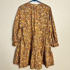 Knee Length Dress (I’m 5’3”), Perfect For Early Fall Mustard Floral Print Mini Dress, Mustard Floral Mini Dress, Casual Yellow Dress For Fall, Yellow Cotton Dress For Fall, Casual Yellow Fall Dress, Yellow Floral Print Dresses For Fall, Yellow Floral Print Dress For Fall, Yellow Floral Print Fall Dresses, Mustard Casual Dress For Fall