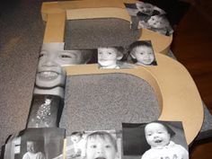 a number six made out of photos on a table