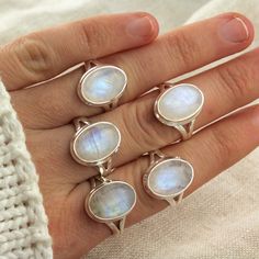 ☆ ☆ Simple Elegant Rainbow Moonstone Ring ☆ ☆  ❤*Beautiful simplistic Moonstone ring that will make a statement where ever you go*❤ Easy to match with any outfit, casual or formal! The Stone for new beginnings Rainbow Moonstone is a Stone of inner growth and strength. It brings soothing, healing, calm energy that helps you regain confidence & inner strength. Moonstone enhances success and good fortune in love & business. QUALITY * Our products are handmade with top quality 925 Sterling Silver  * Moonstone Rings, Silver Rings For Women, Cheap Engagement Rings, Moonstone Ring Sterling Silver, Silver Rings With Stones, Engagement Rings Affordable, Simple Ring, Rainbow Moonstone Ring, Moonstone Ring