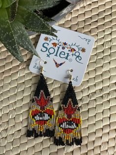 These gorgeous handmade beaded earrings is the perfect addition of color, style and beauty to any outfit! So much love and time go into making beaded jewelry. They are handmade just for you in Nayarit, Mexico. Making Beaded Jewelry, Handmade Beaded Earrings, Mexican Earrings, Embroidered Belt, Mexican Jewelry, Beautiful Belts, Handmade Earrings Beaded, Evil Eye Earrings, Traditional Mexican