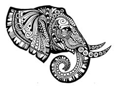 an elephant with intricate designs on it's face