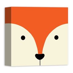 an orange fox's face on a white background