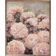 a painting of white roses in a vase on a table top with the words, flowers are