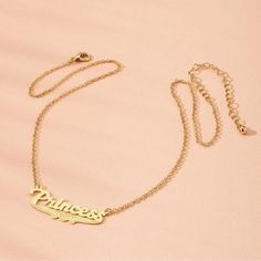 So Cute ! Y2k Style Necklace With Adjustable Chain As A Gift, Y2k Style Chain Necklace For Gift, Trendy Nameplate Necklace, Trendy Metal Name Necklace With Adjustable Chain, Trendy Gold Name Necklace, Silhouette Necklace, Arrow Pendant, Stone Beaded Necklace, Gold Cross Necklace