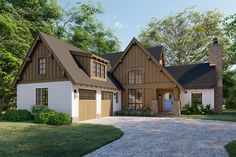 3 Beds, 3 Baths, 2 Stories, 2 Car Garage, 2389 Sq Ft, Modern Farmhouse House Plan. Courtyard Entry, American House Plans, House Plans 3 Bedroom, American House, House Plans Farmhouse, Modern Farmhouse Plans, Bedroom House Plans