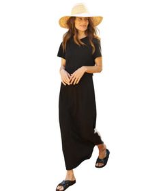 Meet the crew neck boyish tee of your dreams in full-length form. our perfect tee dress is airy and easy to wear with a gently curving never-too-tight body short sleeves and longer length. Black Tshirt Dress, Fashion Pics, Frank & Eileen, Tee Dress, Fashion Pictures, Black Maxi Dress, Long Length, Designer Outfits Woman, Black Tshirt