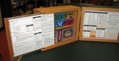 an open book case sitting on top of a table