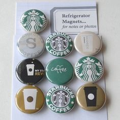 there are many different starbucks badges on this card, including one for the coffee drinker