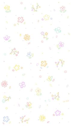 a white background with colorful flowers and leaves on it's sides, all in pastel colors