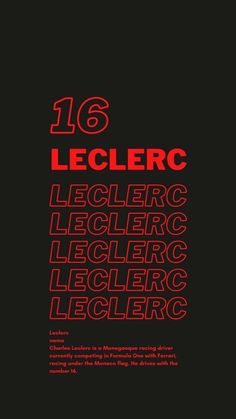 the cover of 16 leclerc's album, featuring red lettering on black