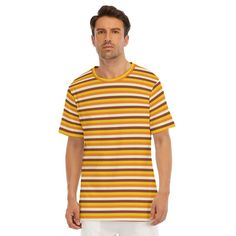 Retro T-Shirt Men, 100% Cotton T-shirt, Men's Orange Top, Men's Stripe Top, Men's Vintage style t-shirt,70s Style T-shirt,Stripe T-shirt Men Designed in California, Handmade to order from overseas I designed this T-shirt for those who likes retro style t-shirt. It has a crew neckline and short sleeves. A comfortable 190 GSM 100% cotton material. A cool classic orange brown stripe pattern print t-shirt, perfect with wide leg jeans, leather pants or any cargo pants. A fun and unique men's retro T- Retro Tops With Vertical Stripes And Relaxed Fit, Retro Cotton Tops With Vertical Stripes, Retro Relaxed Fit Top With Vertical Stripes, Retro Short Sleeve Top With Three Stripes, Retro White Tops With Vertical Stripes, Retro Striped T-shirt For Summer, Retro Short Sleeve Tops With Contrast Stripes, Mens Striped Tshirt, Retro Three Stripes T-shirt For Streetwear