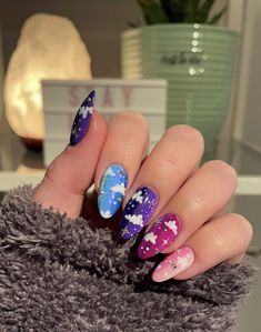 Nail Art Real Nails, Nail Heart, April Nails, Sky Nails, January Nails, Nail Time, Colorful Nails, Her Nails