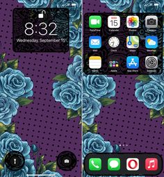 an iphone with blue roses on it