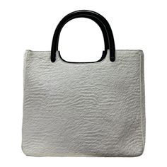 PRADA Fall Winter 1998 Unborn Calf Leather Plastic Handle Hand Bag  – 24/7 archives Luxury White Square Bag, Luxury White Square Bags, Designer White Square Bag, Designer White Square Bags, Luxury White Handheld Shoulder Bag, Luxury White Handheld Satchel, Luxury White Square Satchel, Modern White Handheld Bag, Designer White Bag With Rolled Handles