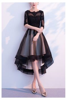 10% off now! Shop high low black tulle homecoming dance dress with sheer sleeves online. Sheprom offers formal, party, casual & more style dresses to fit your special occasions. Tulle Short Dress, High Low Prom Dress, Tulle Party Dress, 파티 드레스, Black Bridesmaid Dresses, Lace Homecoming Dresses, Short Prom Dress, فستان سهرة, Beauty Dress