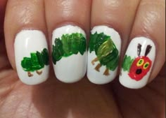 Icons For Boards, Silly Nails, Nail Design Gold, Purple Nail, The Very Hungry Caterpillar, Very Hungry Caterpillar, Very Hungry, Hungry Caterpillar