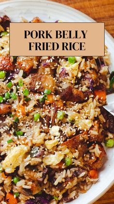 pork belly fried rice Pork Belly Bowls, Pork Belly And Rice Recipes, Pork And Noodle Recipes, Pork Belly Casserole, Pork Belly Stew Recipes, Pork Belly Pasta Recipes, Japanese Pork Rice Bowl, Pork Belly Bowl Recipe, Asian Pork And Rice Recipes