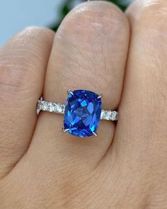 3 CT Blue Sapphire Cushion Cut Diamond Ring 10K 14K 18K Solid White Yellow and Rose Gold Engagement Ring Anniversary Gift Ring R I N G M E T A L ✥ Metal : 10K 14K 18K Solid White Gold, 925 Sterling Silver ✥ Metal Clarity : 100% Pure ✥ Stamp/Hallmark : Yes. Will be Indicated Inside The Ring M A I N S T O N E S ✥ Type : Sapphire Diamond ✥ Diamond Shape : Cushion Brilliant Cut Diamond ✥ Diamond Weight : 3 CT ✥ Diamond Color : Blue ✥ Clarity : VVS1 ✥ Diamond Cut : Excellence R I N G S I Z E S ✥ All Ring Size are Available ✥ Free Sizing ✥ If You Have any Questions With Regards to Sizing Please Contact as ✥ Please Send me a Message If You Need a Size not Listed S H I P P I N G ✥ Free Express Delivery ✥ No Extra Charge For Delivery  ✥ Fastest  Delivery Available As Urgent Requirement P A C K A G Cushion Cut Sapphire Ring, Unique Sapphire Rings, Blue Diamond Engagement Ring, Cushion Cut Diamond Ring, Blue Engagement Ring, Cushion Cut Diamond, White Gold Solitaire, Fancy Rings, Gold Solitaire Ring