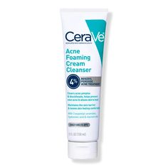 Acne Foaming Cream Cleanser BPO 4% - CeraVe | Ulta Beauty Exfoliate Face Products, Acne Foaming Cream Cleanser, Clear Pimples, Cerave Cleanser, Pimples Under The Skin, Acne Face Wash, Natural Acne Remedies, Acne Cleansers, Cream Face