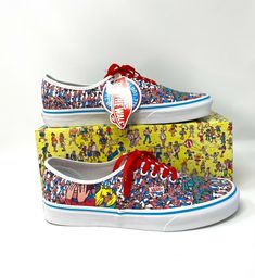 VANS Authentic Where_s WALDO Multi Canvas Mens Sneakers VN0A348A3RZ Brand new with box. 100% AUTHENTIC! Constructed with a simple low top, lace-up profile, this classic shoe also features sturdy canvas uppers, metal eyelets, and signature rubber waffle outsoles. Check out my Store for more models! PAYMENT  Make sure you make a payment! Otherwise we will not send your order. SHIPPING For US customers: We ship to confirmed PayPal address ONLY. Delivery time may vary based on the location of you ci Vans Low-top Sneakers With Graphic Print, Vans Sneakers With Graphic Print And Round Toe, Surfer Shoes, Gray Vans, Where's Waldo, Vans Black And White, Vans Blue, High Top Vans, Vans Slip On