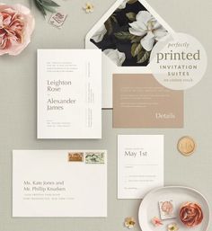 the wedding stationery is laid out and ready to be used