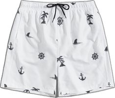 White Beachwear Shorts For Beach Season, Casual Bermuda Swimwear For Vacation, White Summer Shorts For Vacation, White Summer Shorts For The Beach, Casual Surfing Bottoms For Summer, White Summer Shorts For Beach, White Summer Beach Shorts, White Summer Shorts For Beach Party, Casual White Swimwear With Built-in Shorts